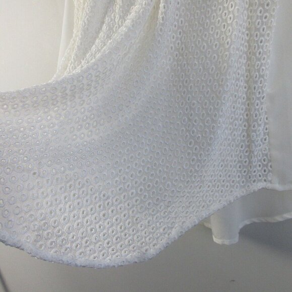 Club Monaco Silk Sheer Blouse Women S White Sleeveless Henley Boho Summer 104 - Picture 6 of 12